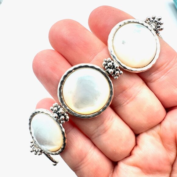 Michael Dawkins Pearl Sterling Silver Bracelet 8 Inch 51 Grams - Picture 1 of 2
